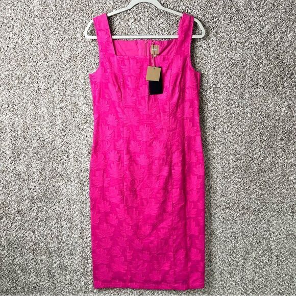 BOSS Dress Women’s 6 Diteva Pink Cotton Blend Floral Lace Sleeveless Sheath NWT - Picture 2 of 8